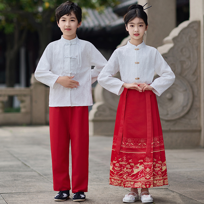 六一儿童国学表演出汉服小学生夏季男女合唱中国风马面裙朗诵古装