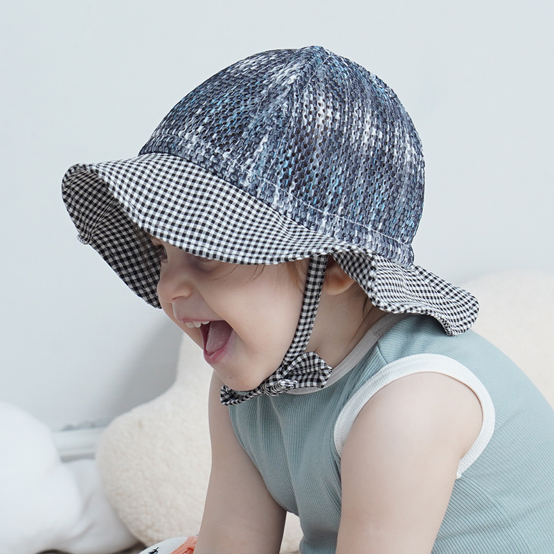 韩版可爱婴儿帽子夏季薄款儿童网眼防晒帽宝宝大檐遮阳帽渔夫帽凉