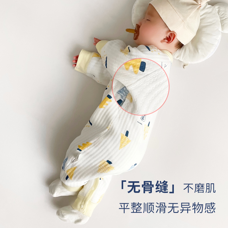 新生儿婴儿衣服春秋款0-3月初生宝宝连体衣套装纯棉和尚服保暖