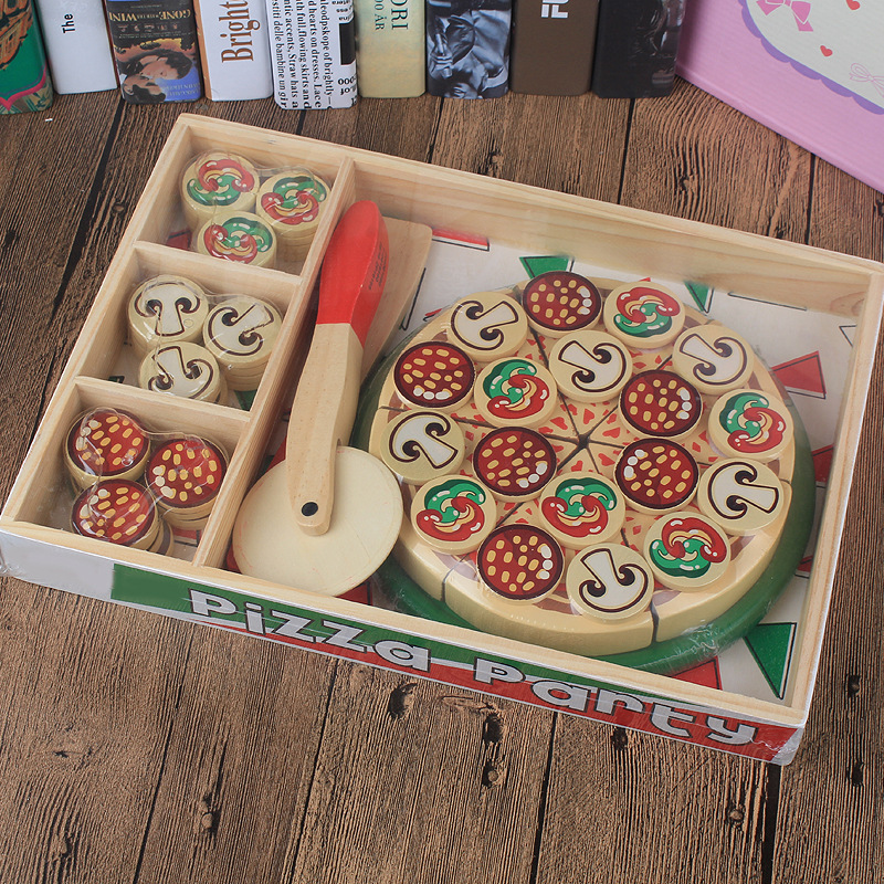 木制仿真儿童益智过家家披萨玩具男女孩厨房动手切切乐水果蛋糕