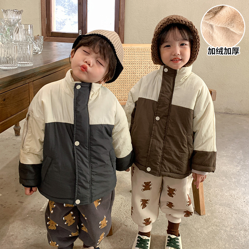儿童棉服加绒加厚冬季女童棉衣保暖男童棉袄2023新款冬装宝宝外套