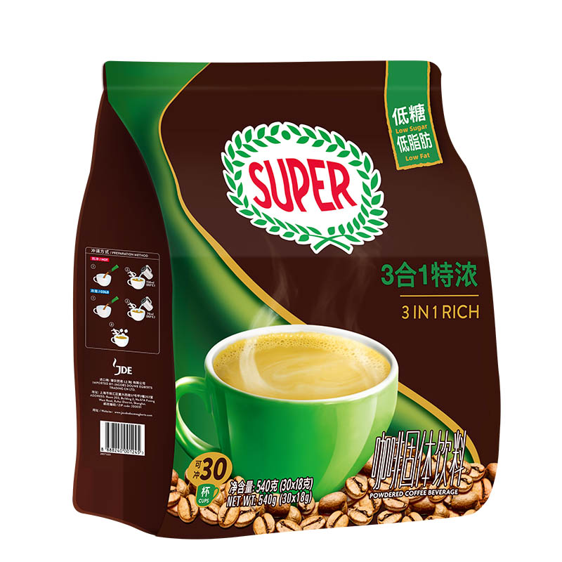马来西亚进口超级Super特浓咖啡三合一速溶咖啡30小条袋装540g