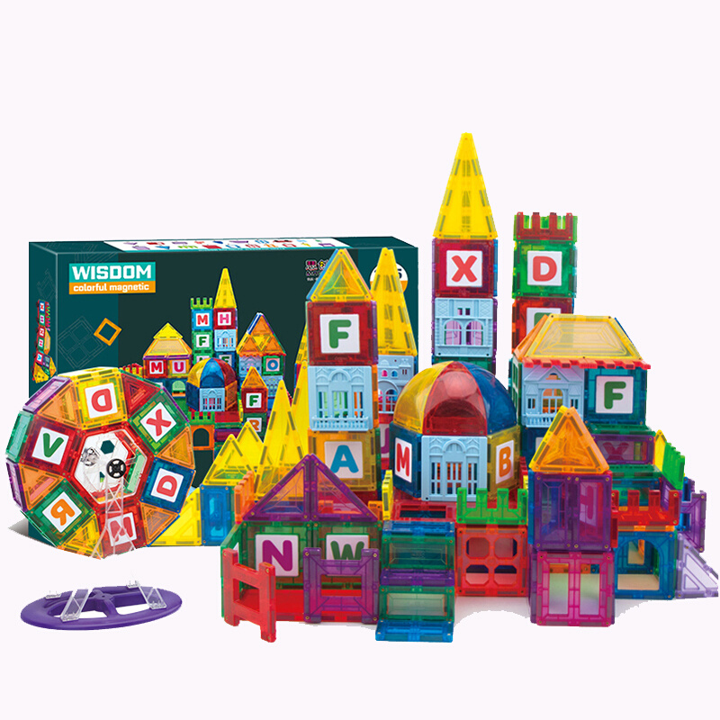 思创磁力片彩窗管道积木拼装男女孩磁性拼图儿童益智玩具城堡异形