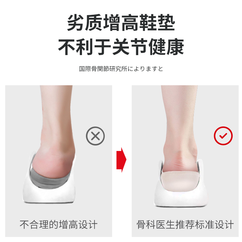 日本内增高鞋垫女隐型硅胶隐形男士舒适不累脚男半垫马丁靴增高垫