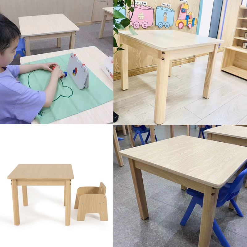 幼儿园实木小方桌托育园宝宝学习桌早教培训班桌椅套装儿童绘画桌