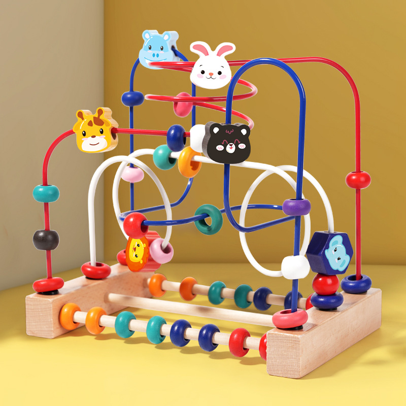 婴儿童绕珠多功能木制玩具水果动物串珠男女孩宝宝1-3岁早教积木