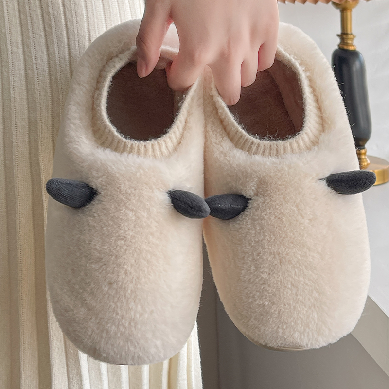 棉拖鞋女包跟秋冬季家用保暖居家室内毛绒防滑可爱软底月子鞋冬天