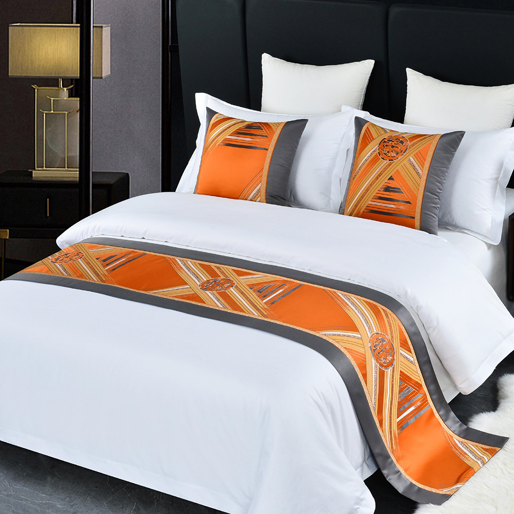 五星级宾馆酒店床上用品布草高档床尾巾床旗床尾垫装饰条支持定做