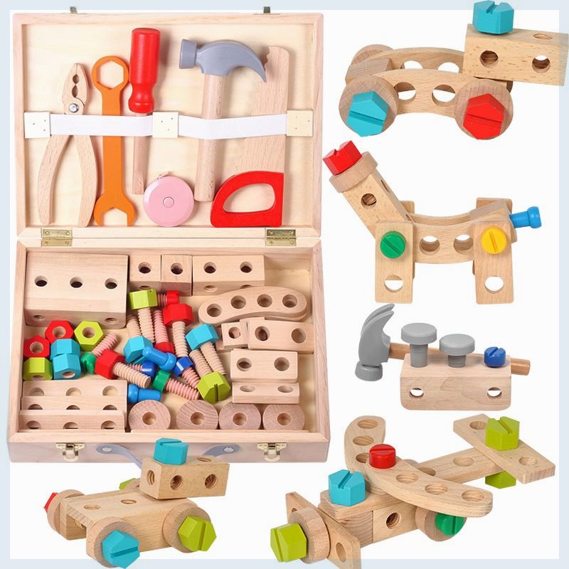 幼儿园益智玩具工具箱儿童早教积木2岁宝宝3男孩拧螺母螺丝组合拆