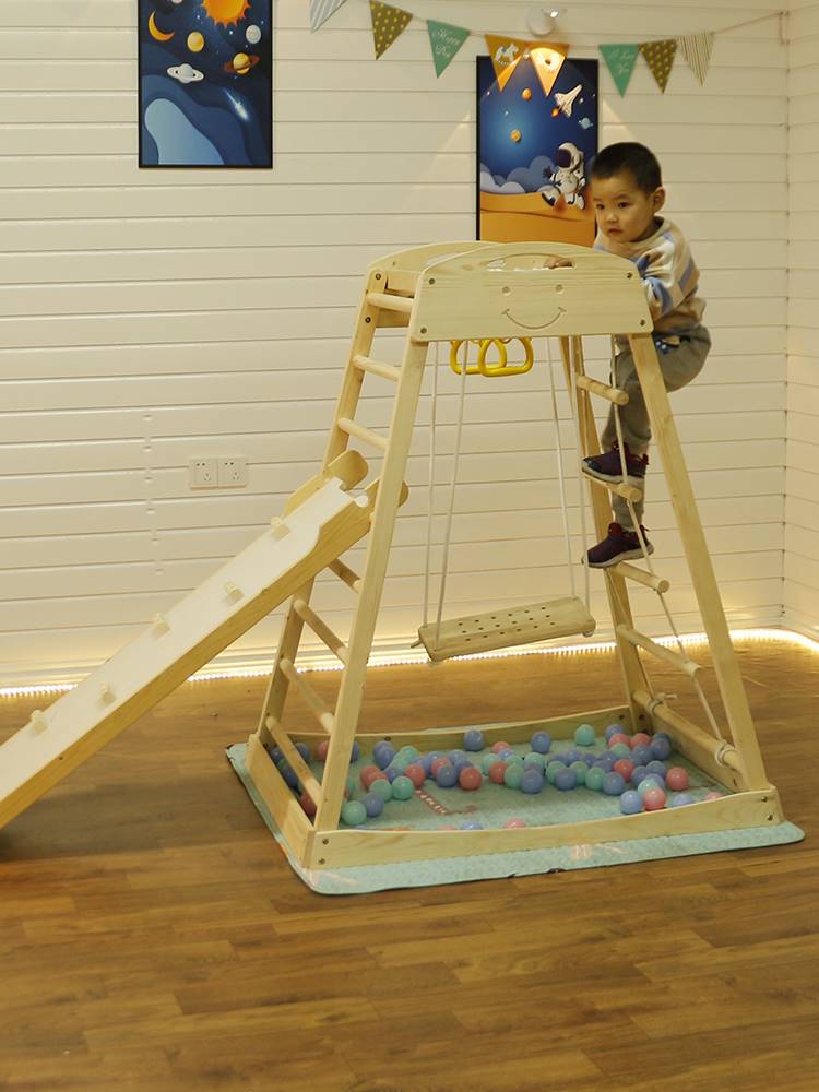 新款实木宝宝攀爬架儿童室内家用婴儿爬爬架木质梯家庭小型游乐园