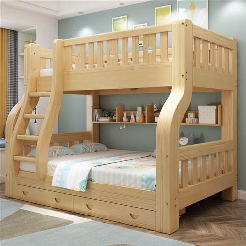 实木上下床双层床两层高低床双人床上下铺木床儿童床子母床组合床