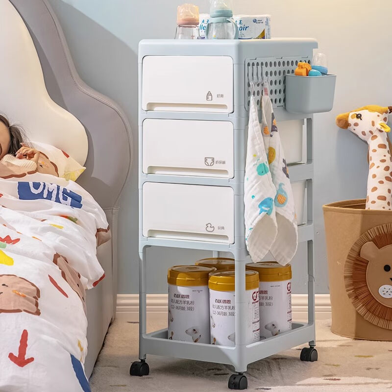 艾欧唯婴儿用品置物架小推车新生儿储物架移动床头卧室奶粉罐收纳
