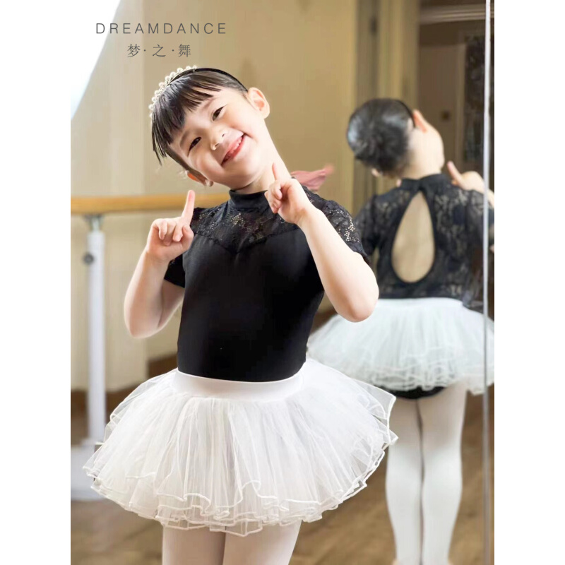 金牌卖家梦之舞新款幼儿短袖拼蕾丝舞蹈服芭蕾民族舞蹈服练功衣