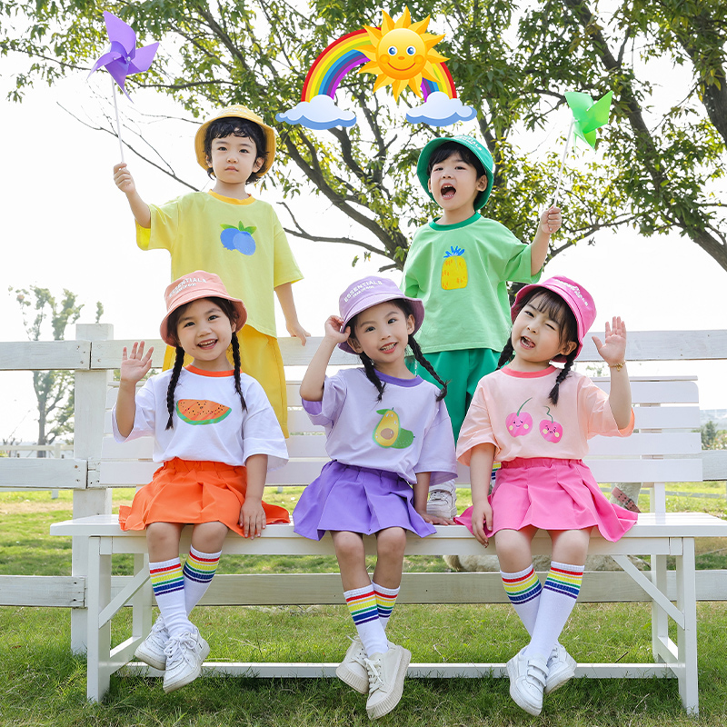 六一儿童表演服装幼儿园舞蹈演出服小学生啦啦队糖果色男女童班服