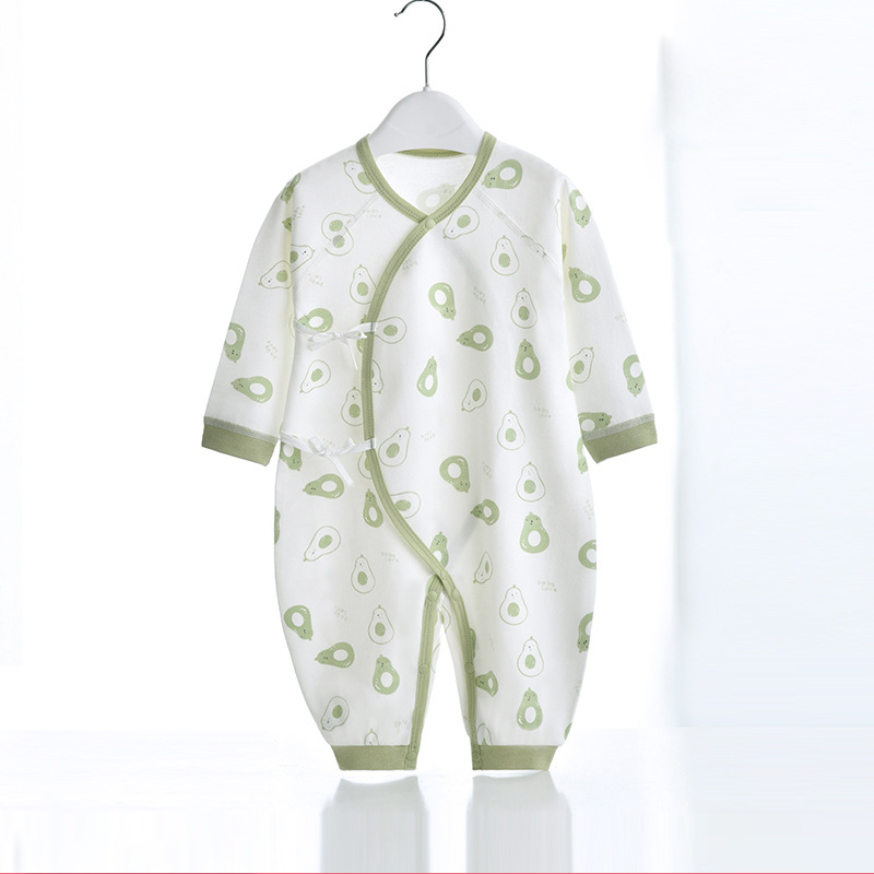 新生婴儿衣服夏季薄款和尚服纯棉连体衣宝宝73码系带哈衣空调爬服