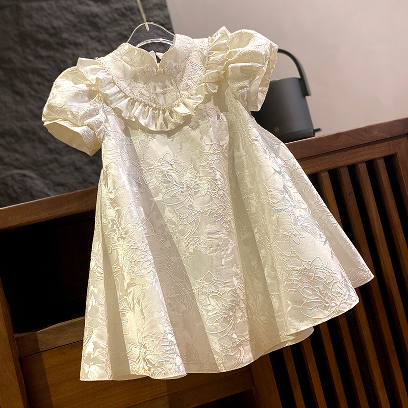 周岁女宝宝礼服夏季旗袍新中式抓周幼儿童白色衣服生日女孩公主裙