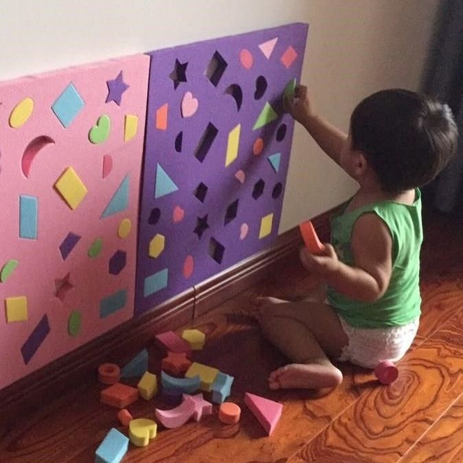 儿童益智小班玩具积木桌面形状幼儿园泡沫认知宝宝拼装配对防撞