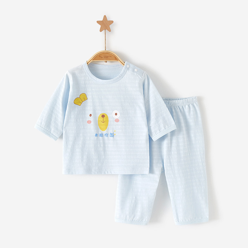 婴儿无骨套装夏季莫代尔两件薄款空调服衣服分体睡衣宝宝中袖夏装