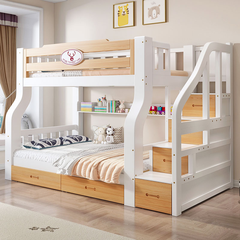 上下床双层床全实木儿童床高低床成年多功能组合子母床上下铺木床