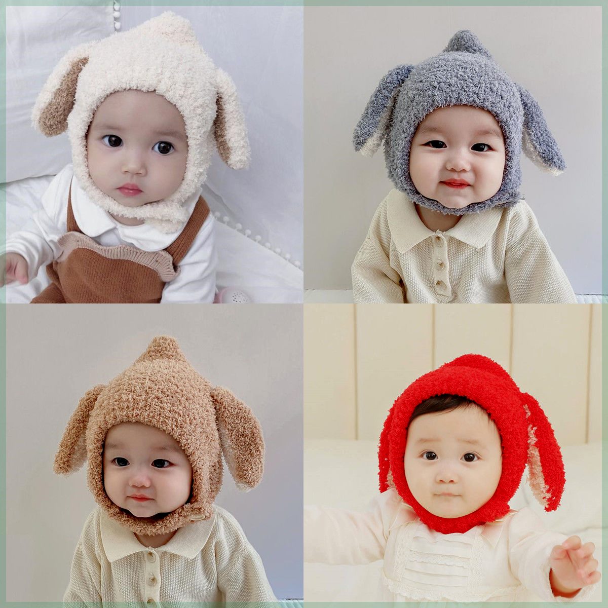 韩版可爱兔耳朵幼婴儿童男女宝宝护耳套头帽子秋冬季保暖潮针织帽