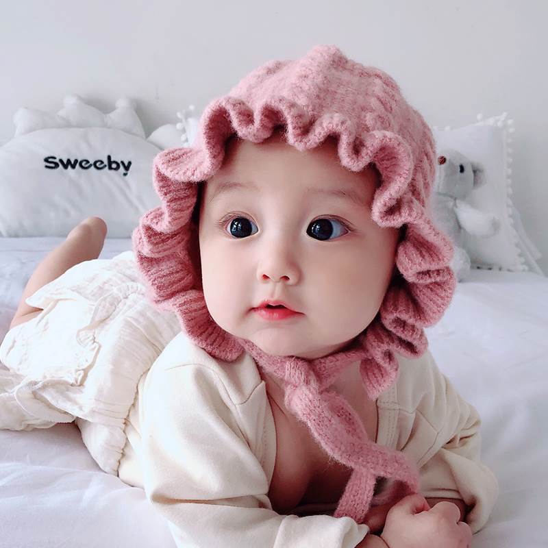 冬天0一3月小月龄新生婴儿儿帽子秋冬季宝宝针织毛线帽冬款护耳女