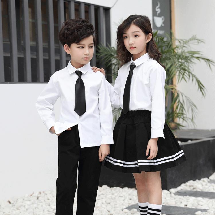 儿童学院风套装长袖中小学生校服白衬衫幼儿园班服男女大童演出服