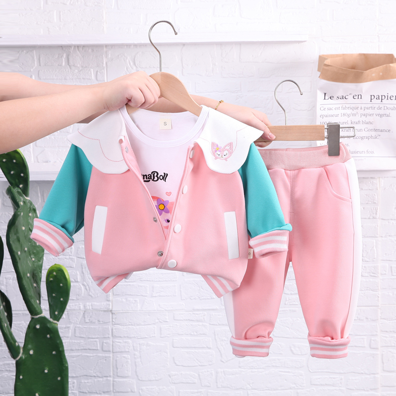 女童春秋套装2024新款宝宝秋季洋气三件套0一1-3岁时髦婴儿童装潮