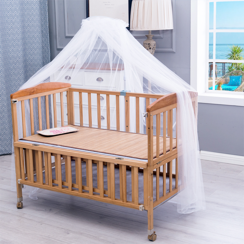 婴儿床蚊帐带支架通用开门式儿童床蒙古包全罩式宝宝BB床摇篮蚊帐