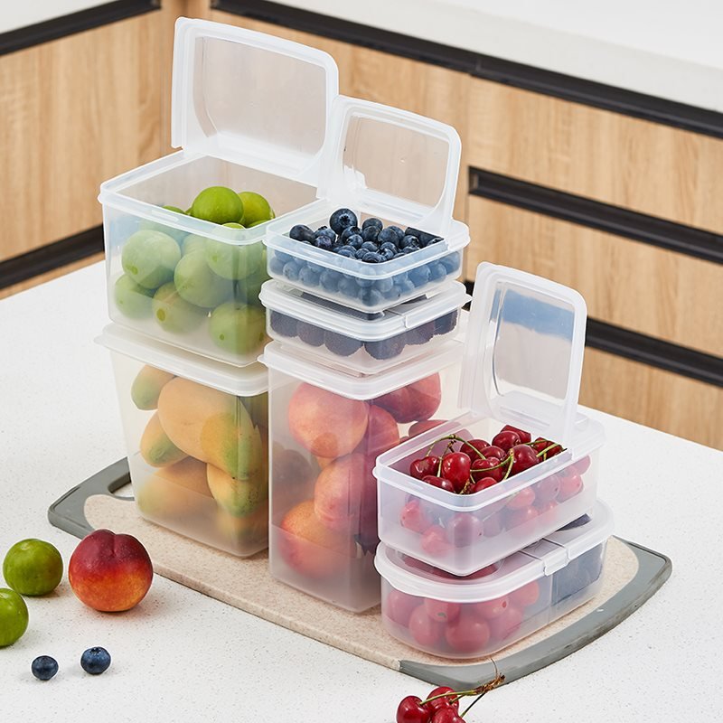 日本进口半翻盖水果保鲜盒冰箱食物收纳盒厨房五谷杂粮塑料密封盒