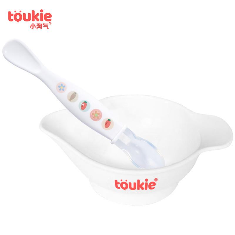 toukie 小淘气宝宝喂养辅食餐具套装 新生婴幼儿硅胶勺子研磨碗