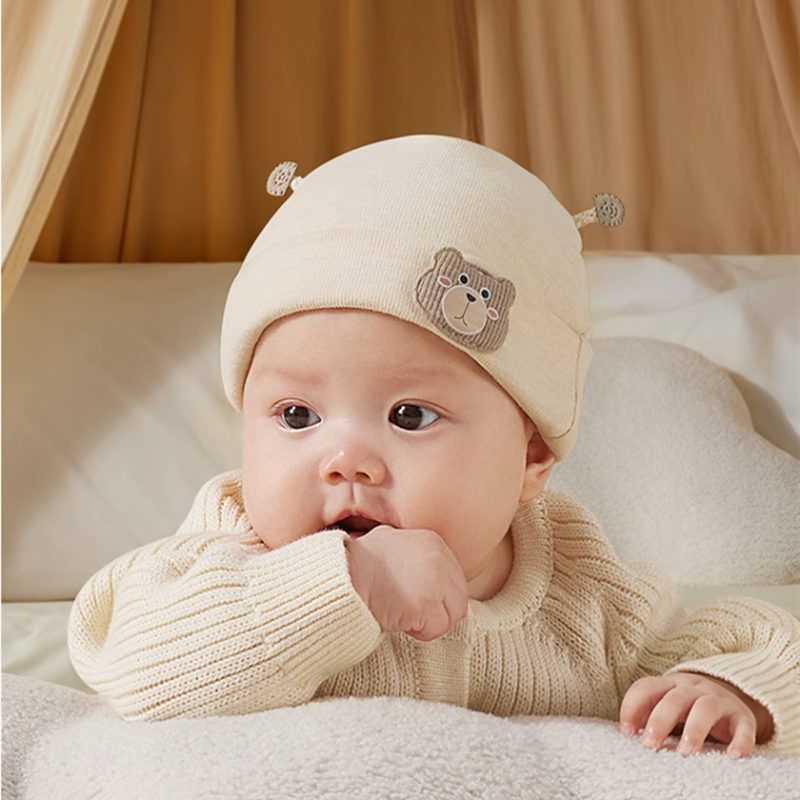 新生婴儿儿帽子秋冬季款0一3月6初生小月龄女宝宝无骨护囟门胎帽