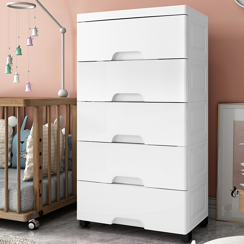 抽屉式收纳柜白色零食柜整理柜儿童衣柜橱宝宝婴儿家用塑料储物柜
