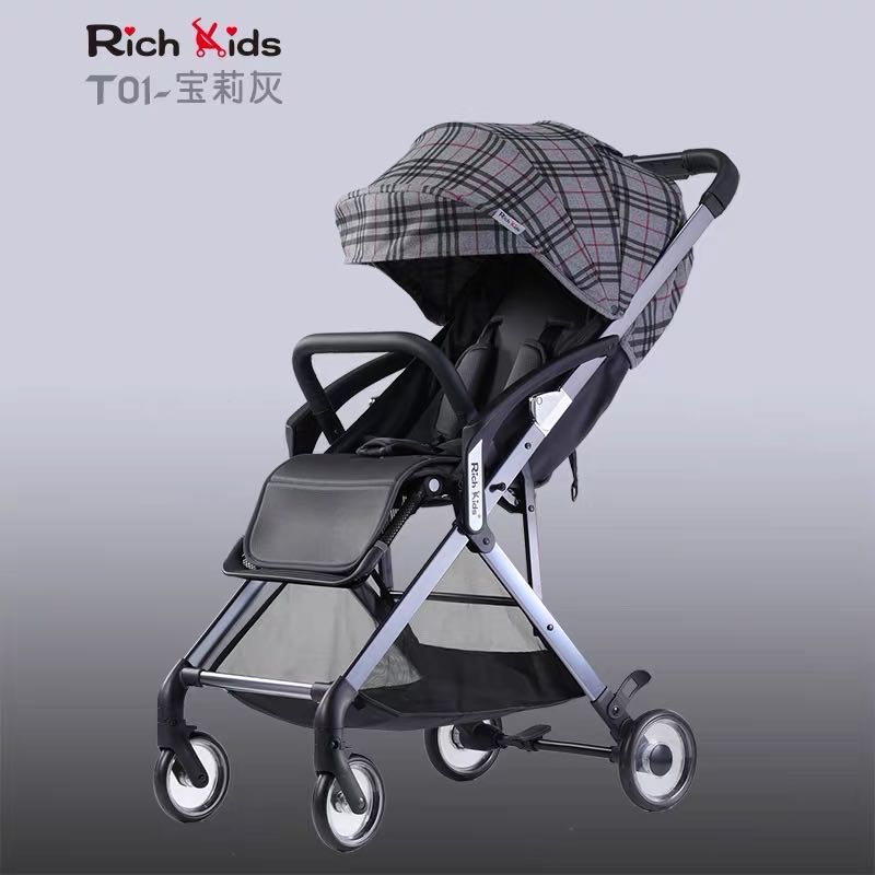 富贝乐RichKids四轮婴儿车高景观轻便一键折叠可躺可坐推车
