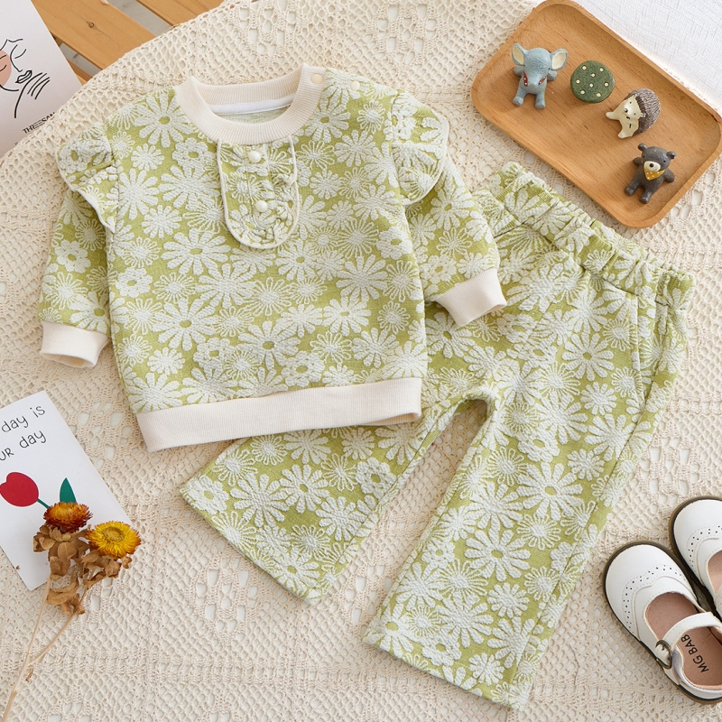 婴儿衣服春秋季韩版洋气小碎花套装分体1一2岁女童宝宝时尚春装潮