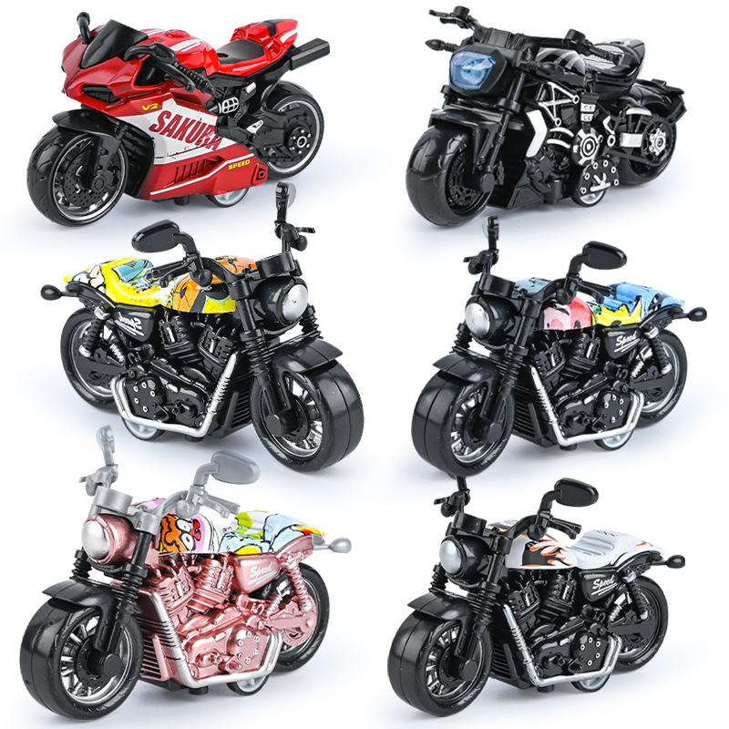 网红儿童玩具男女孩回力摩托车玩具模型仿真合金耐摔幼儿园小礼物