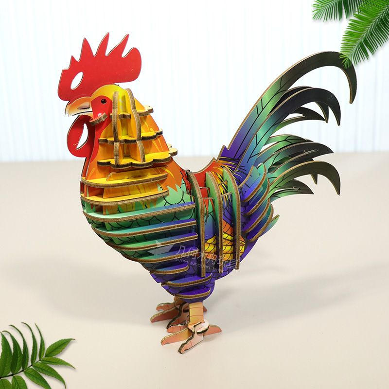 大公鸡木质3D立体拼图拼装模型6岁以上儿童手工益智积木玩具礼物