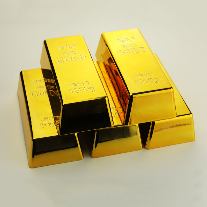 仿真金砖道具假黄金块展示模型纯铜实心样品大金条金币橱窗摆件