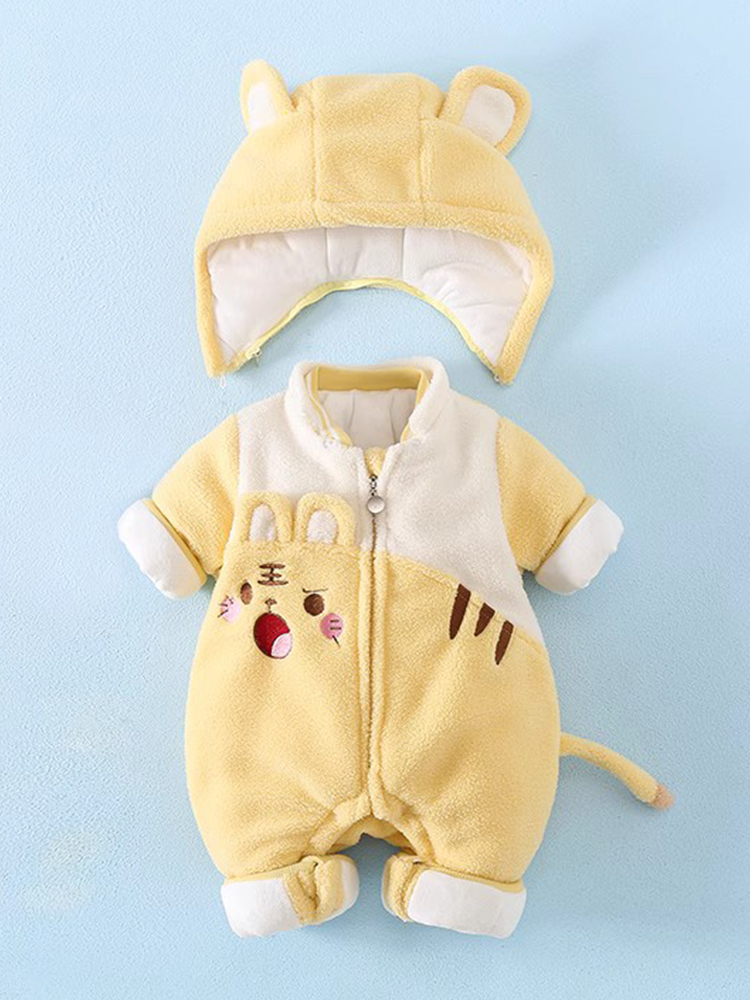 虎宝宝冬天3新生婴儿儿衣服冬季0外出连体衣—保暖加绒加厚满月月