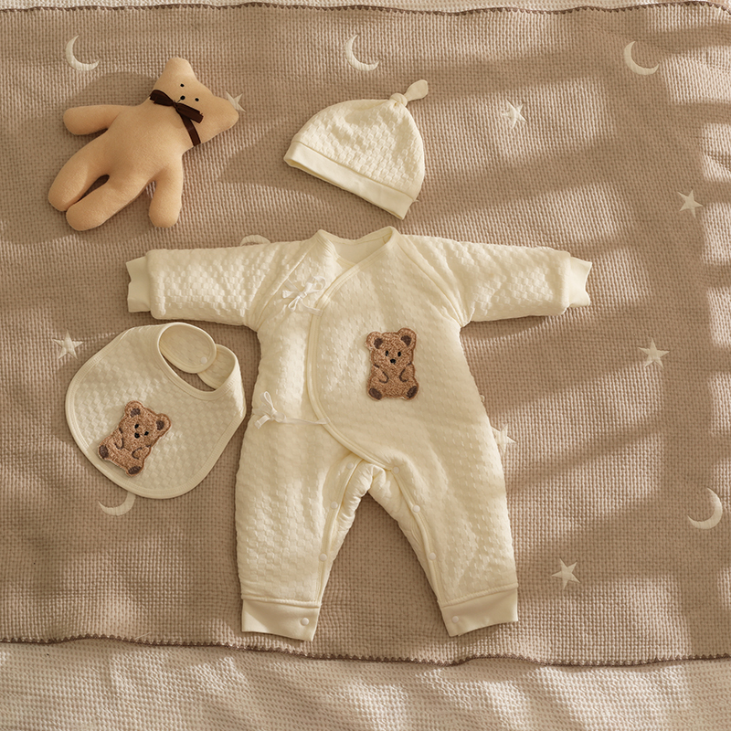 新生婴儿儿连体衣冬季加厚婴幼儿保暖哈衣夹棉衣服宝宝和尚服超萌