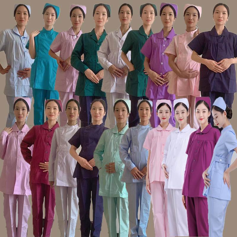 护士孕妇服套装护士孕妇裤夏装短袖冬装长袖白蓝粉色紫色藏蓝墨绿