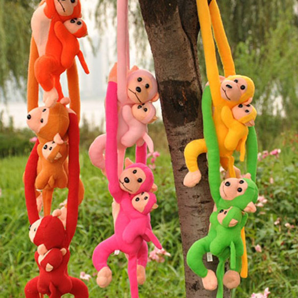 小猴子宠物猴幼猴会叫的猴子毛绒玩具母子猴公仔小猴玩偶发声娃娃