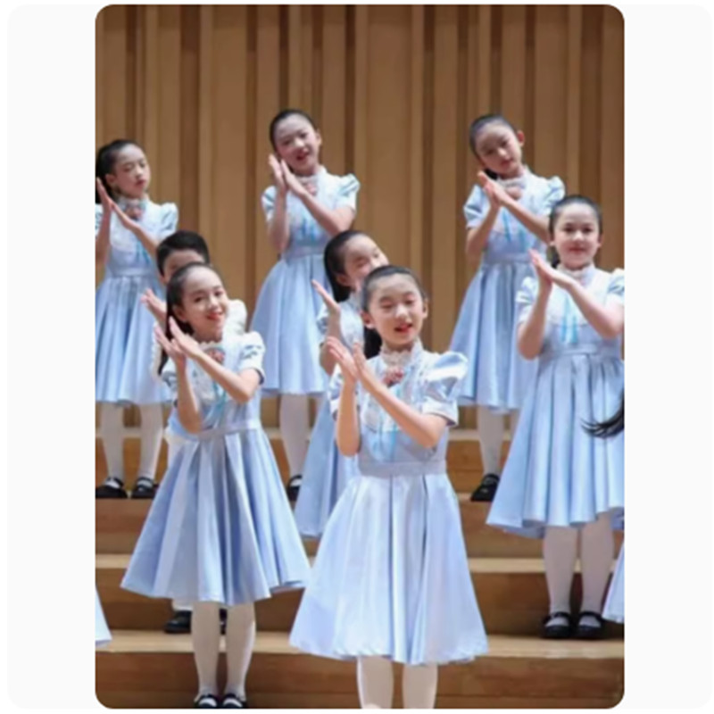 儿童演出服中小学生毕业大合唱团女童合唱幼儿园舞蹈服班级演出服