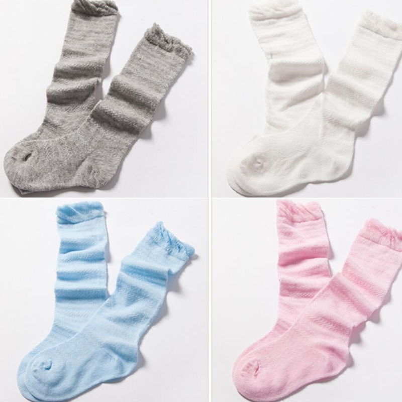 夏季网眼透气薄款婴儿袜子全棉 宝宝过膝高筒袜长筒袜纯棉0-1-3岁