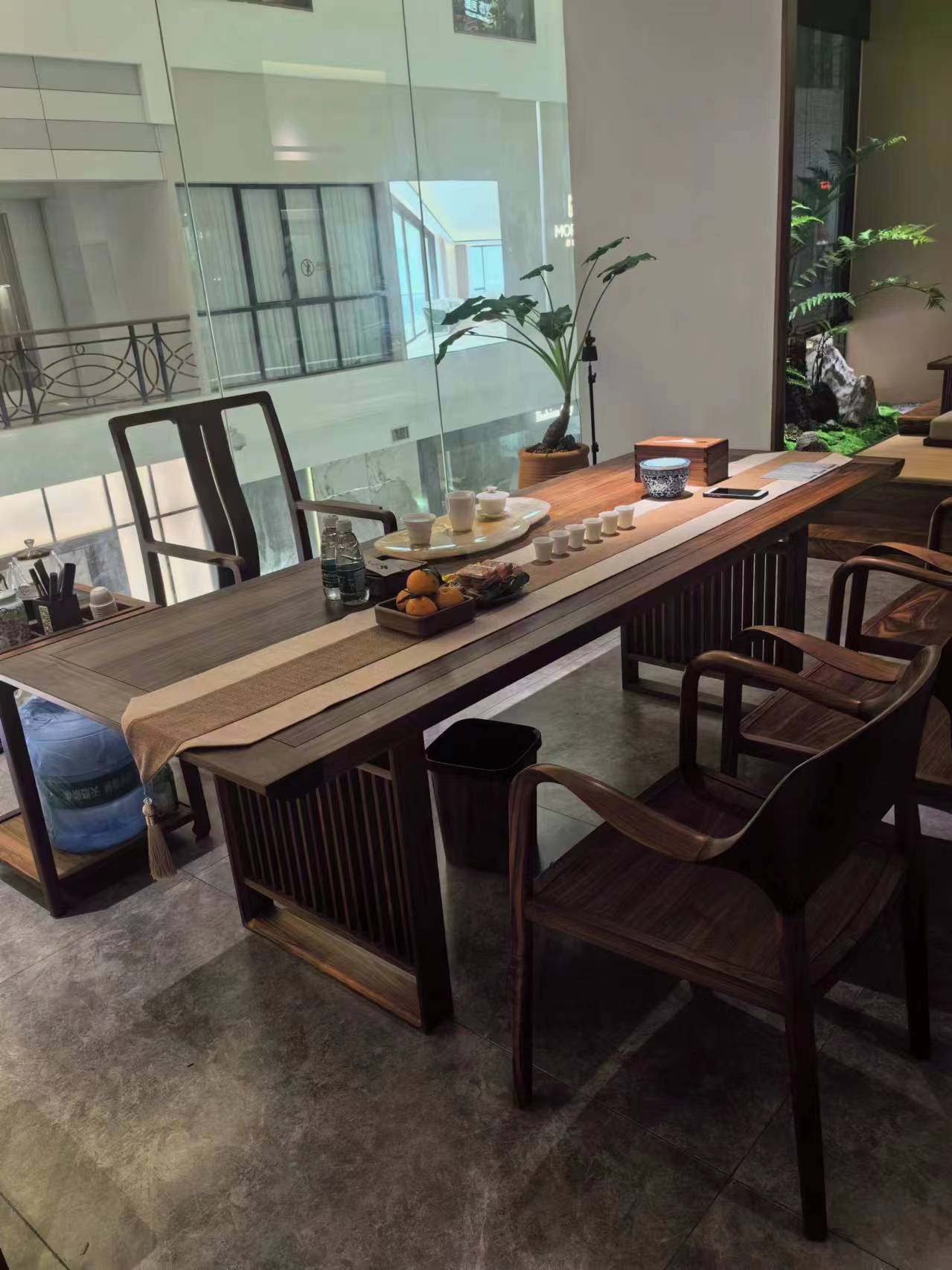 苏卯新中式茶桌椅组合一体式泡茶台轻奢别墅高档全实木餐桌