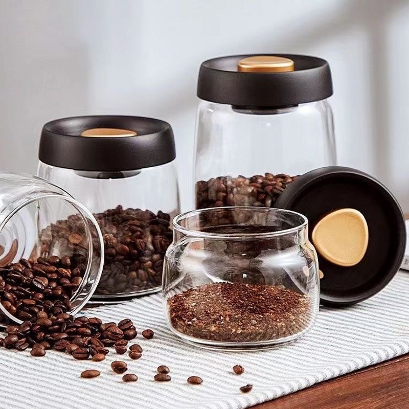 北欧玻璃罐咖啡豆保存真空密封罐陈皮奶粉储存罐茶叶收纳储物罐子
