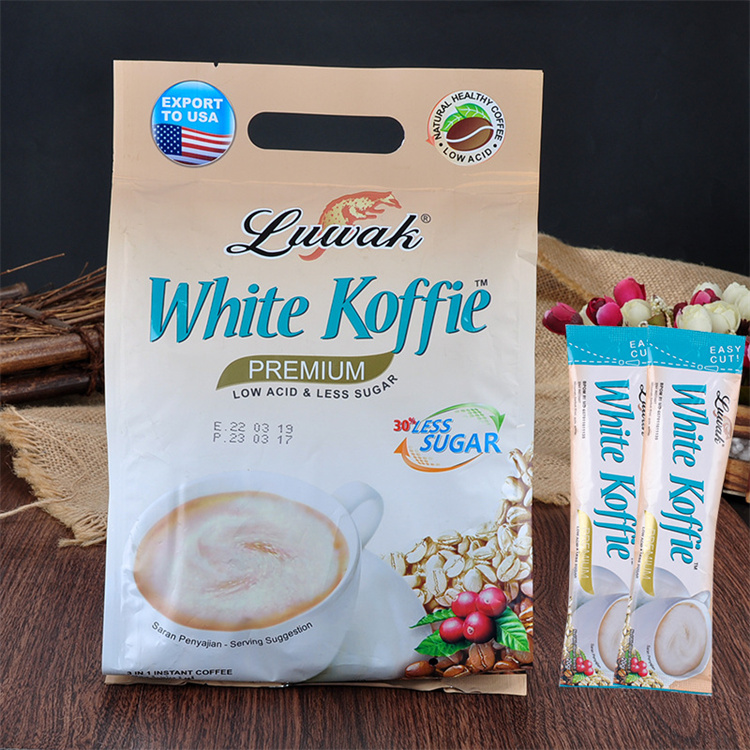 印尼原装进口 Luwak猫屎白咖啡少糖低酸口味400g速溶即冲咖啡条装