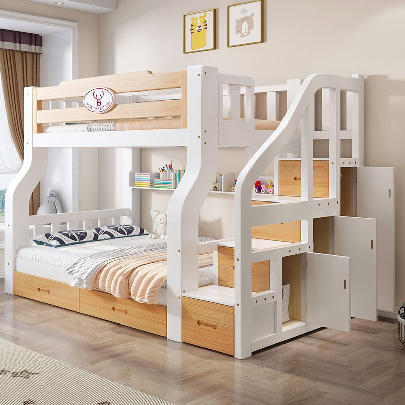 上下床双层床全实木儿童床高低床成年多功能组合子母床上下铺木床