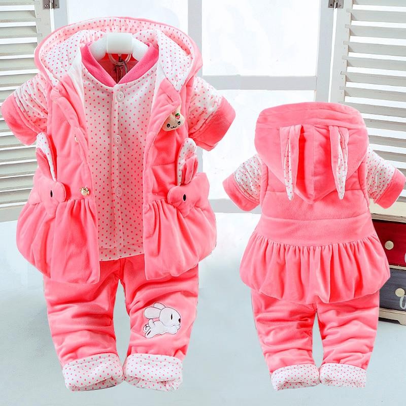 女宝宝秋冬套装洋气0-1一岁半婴儿衣服秋冬2外出幼儿薄棉三件套
