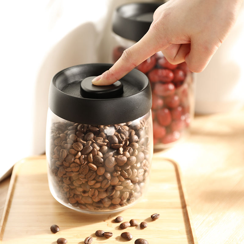 密封罐玻璃食品级抽真空按压咖啡豆零食茶叶奶粉家用带盖储物罐