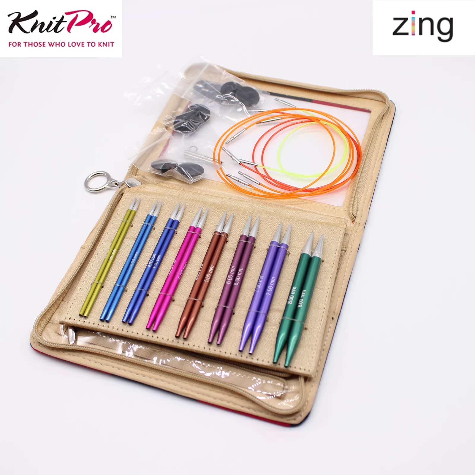 Knitpro Zing进口编织工具环形毛线针铝制可拆针头圈织毛衣针套装